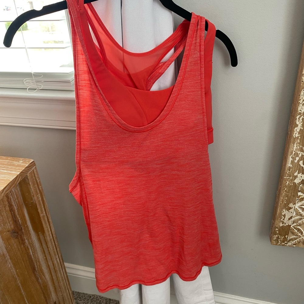 Orange sheer lululemon built in bra tank